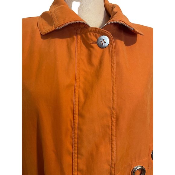 Larry Levine Vintage Outerwear Cinched Cargo Utility Jacket Orange Microfiber L - Picture 2 of 10